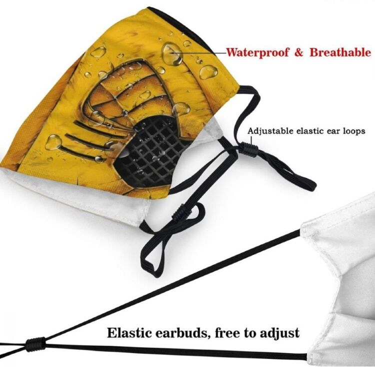 Маска захисна для обличчя Mortal Kombat Scorpion №3 + 2 вугільні фільтри