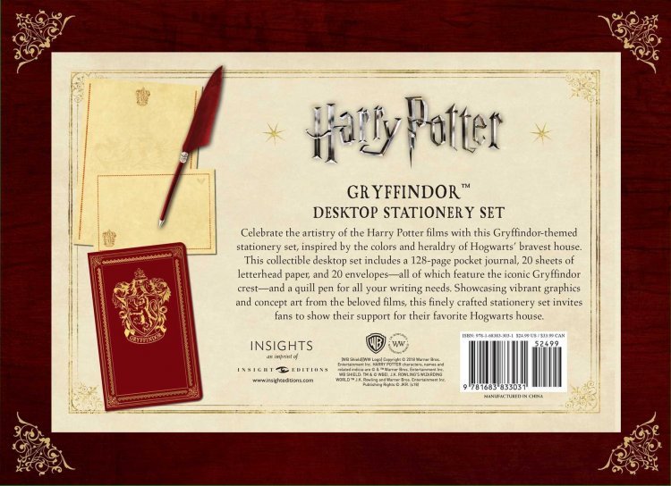 Канцелярский набор Harry Potter: Gryffindor Desktop Stationery Set Гарри Поттер Блокнот + Перо Канцелярский набор Harry Potter: Gryffindor Desktop Stationery Set Гарри Поттер Блокнот + Перо