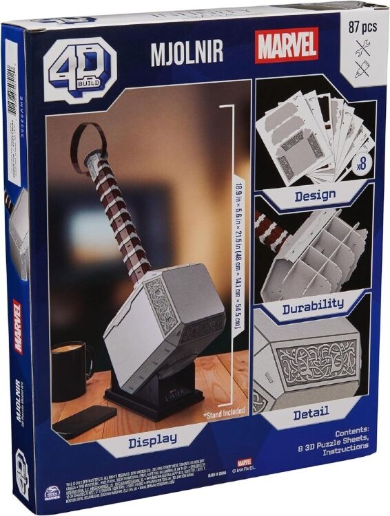 Пазл 4D Build Marvel Thor Mjolnir Hammer puzzle 3D картон Молот Тора Мьёльнир 87 шт.