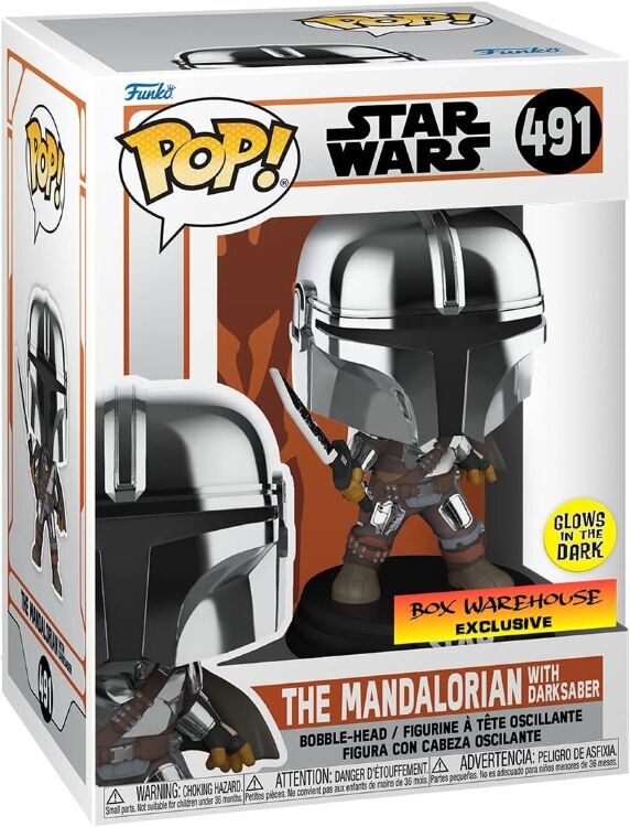 Фігурка Funko Star Wars: Mandalorian with Darksaber Фанко Мандалорець Темний меч (Glow, Exclusive) 491