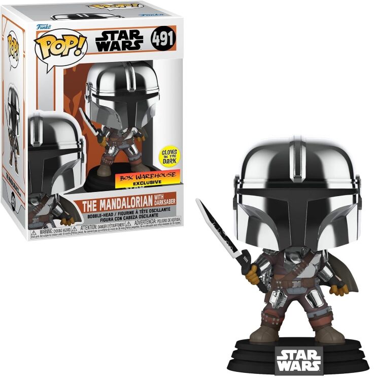 Фігурка Funko Star Wars: Mandalorian with Darksaber Фанко Мандалорець Темний меч (Glow, Exclusive) 491