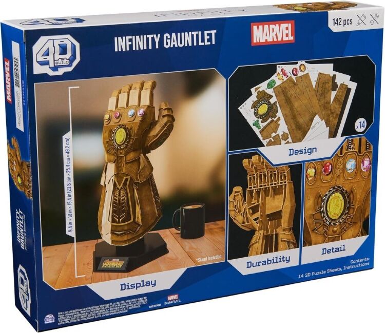 Пазл 4D Build Marvel Infinity Gauntlet puzzle 3D картон Перчатка бесконечности 142 шт.