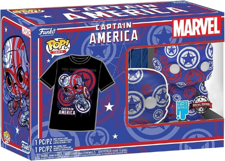 Фигурка + футболка Funko Tee Box Marvel: Captain America Коробка фанко Капитан Америка (размер M)