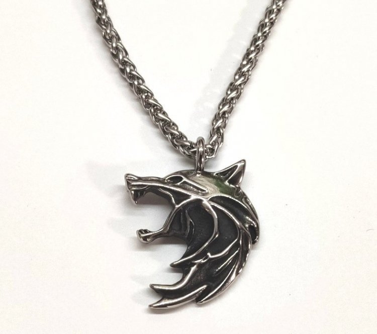 Кулон Геральта медальйон 3D Відьмак (The Witcher) з нержавіючої сталі + деревяний бокс №3 Кулон Геральта медальйон 3D Відьмак (The Witcher) з нержавіючої сталі + деревяний бокс №3