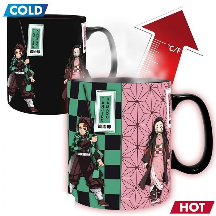 Чашка хамелеон Demon Slayer Mug Tanjiro Nezuko Zenitsu Inosuke Anime кухоль 460 мл Чашка хамелеон Demon Slayer Mug Tanjiro Nezuko Zenitsu Inosuke Anime кухоль 460 мл