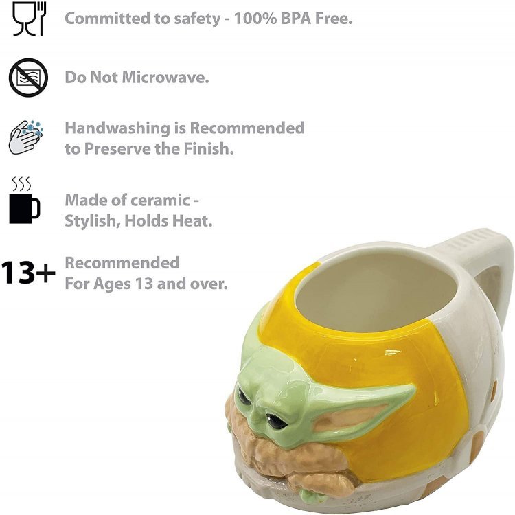 Кружка Star Wars The Mandalorian 3D Sculpted Ceramic mug Baby Yoda 16 OZ Grogu Грогу  Кружка Star Wars The Mandalorian 3D Sculpted Ceramic mug Baby Yoda 16 OZ Grogu Грогу